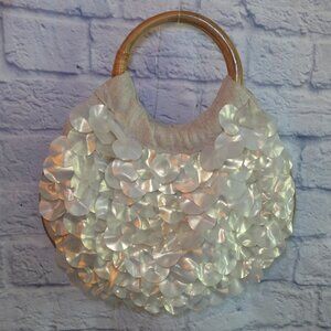 Aldo Small Linen simulated Capiz Shell Purse with Wood Handles